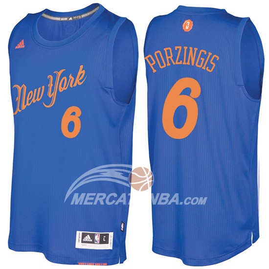 Maglia NBA Christmas 2016 Kristaps Porzingis New York Knicks Blu